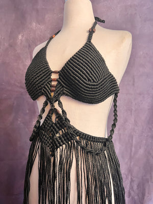 Black Bikini Macramé Top/Dress