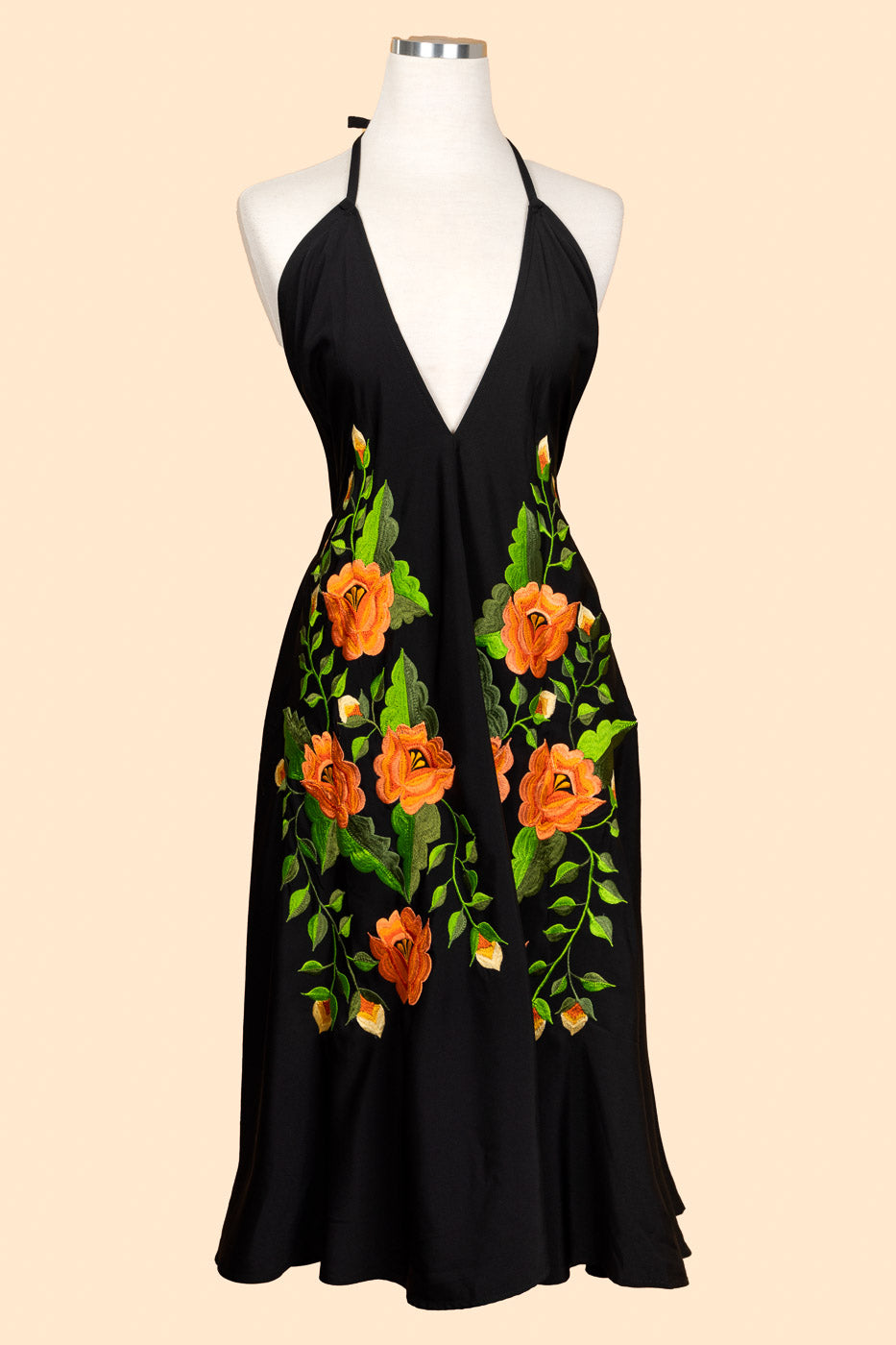 Night Peach Silk Halter Dress Ceiba LA Night Peach Silk Halter Dress Ceiba LA
