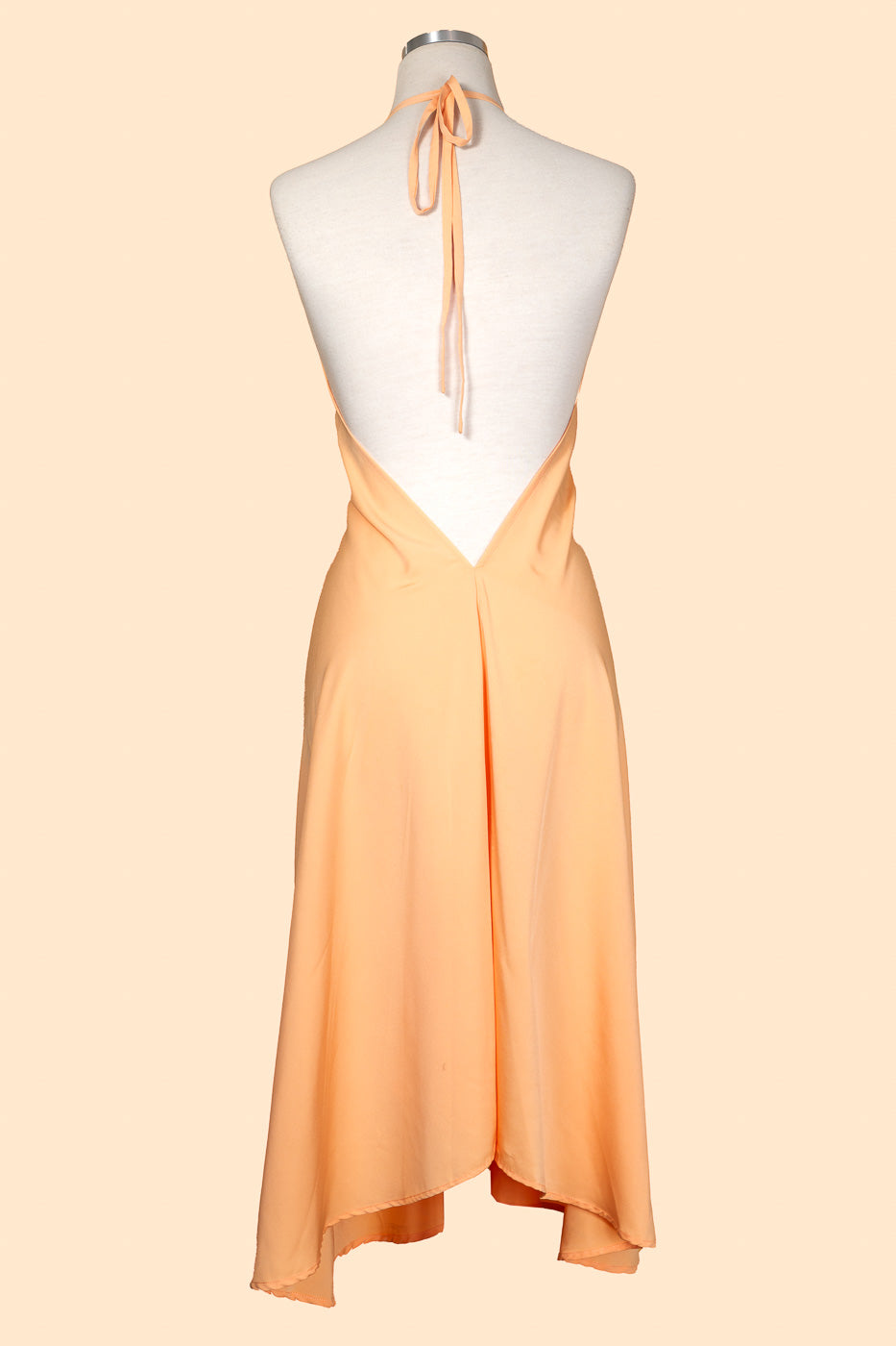 Pretty in Peach Silk Halter Dress
