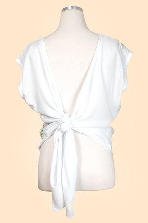 Bright Petal Tie-Back Shirt in White